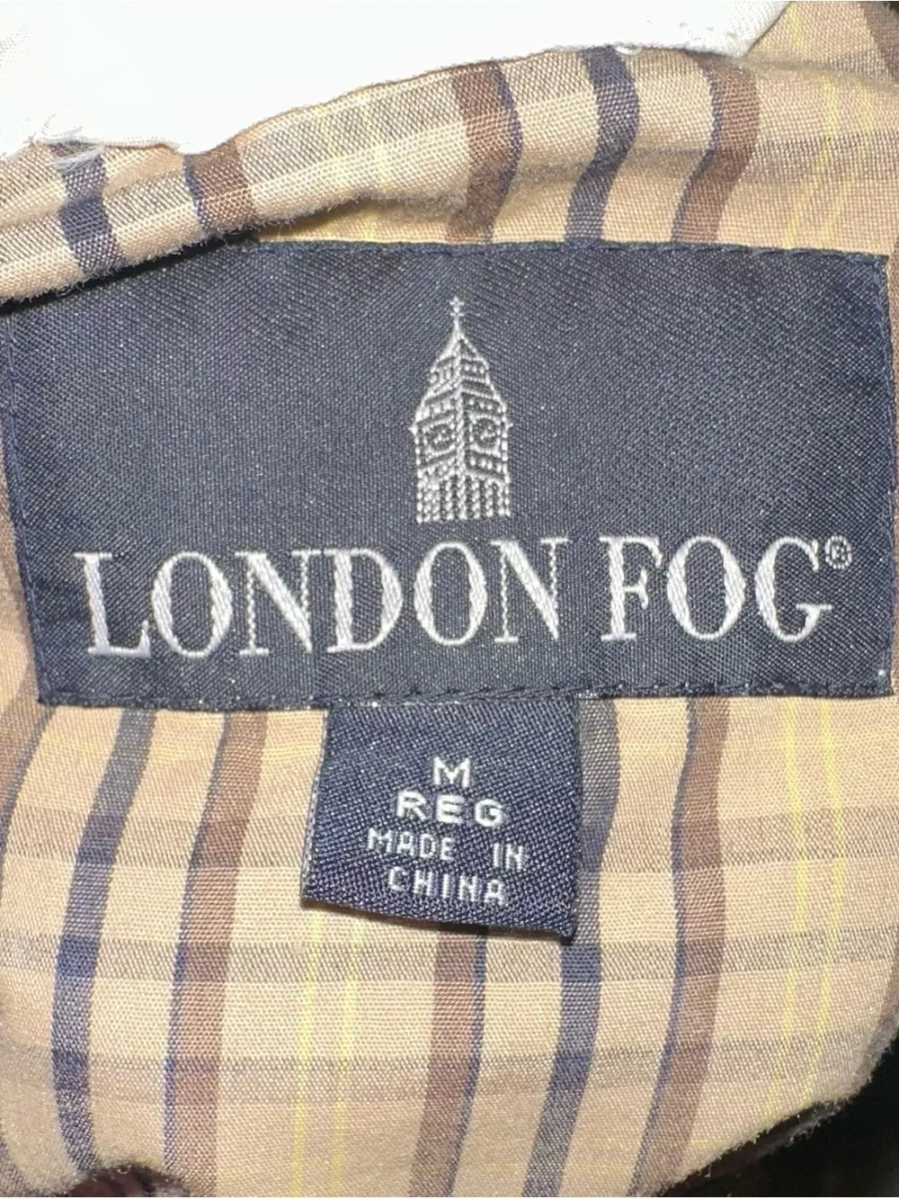 London Fog Tan and Navy Plaid Lined Jacket